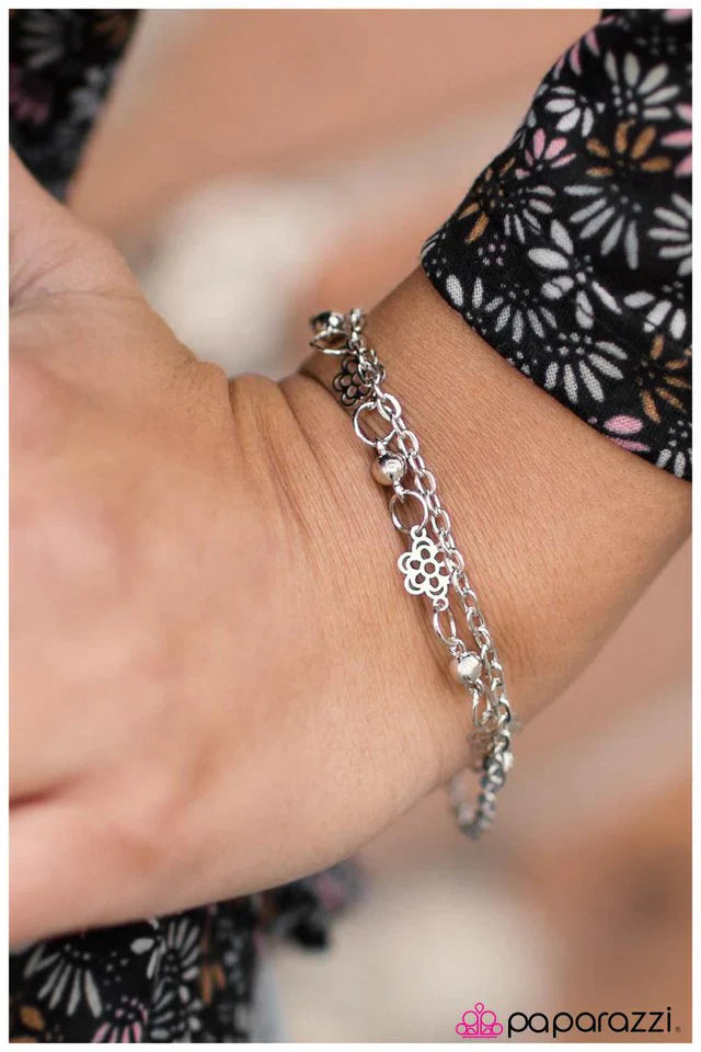 Paparazzi Bracelet ~ Tiptoe Through The Tulips - Silver