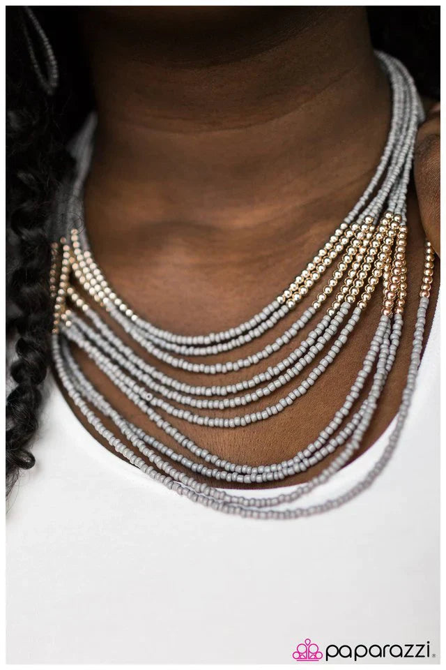 Paparazzi Necklace ~ Get With The BEAD - Gray