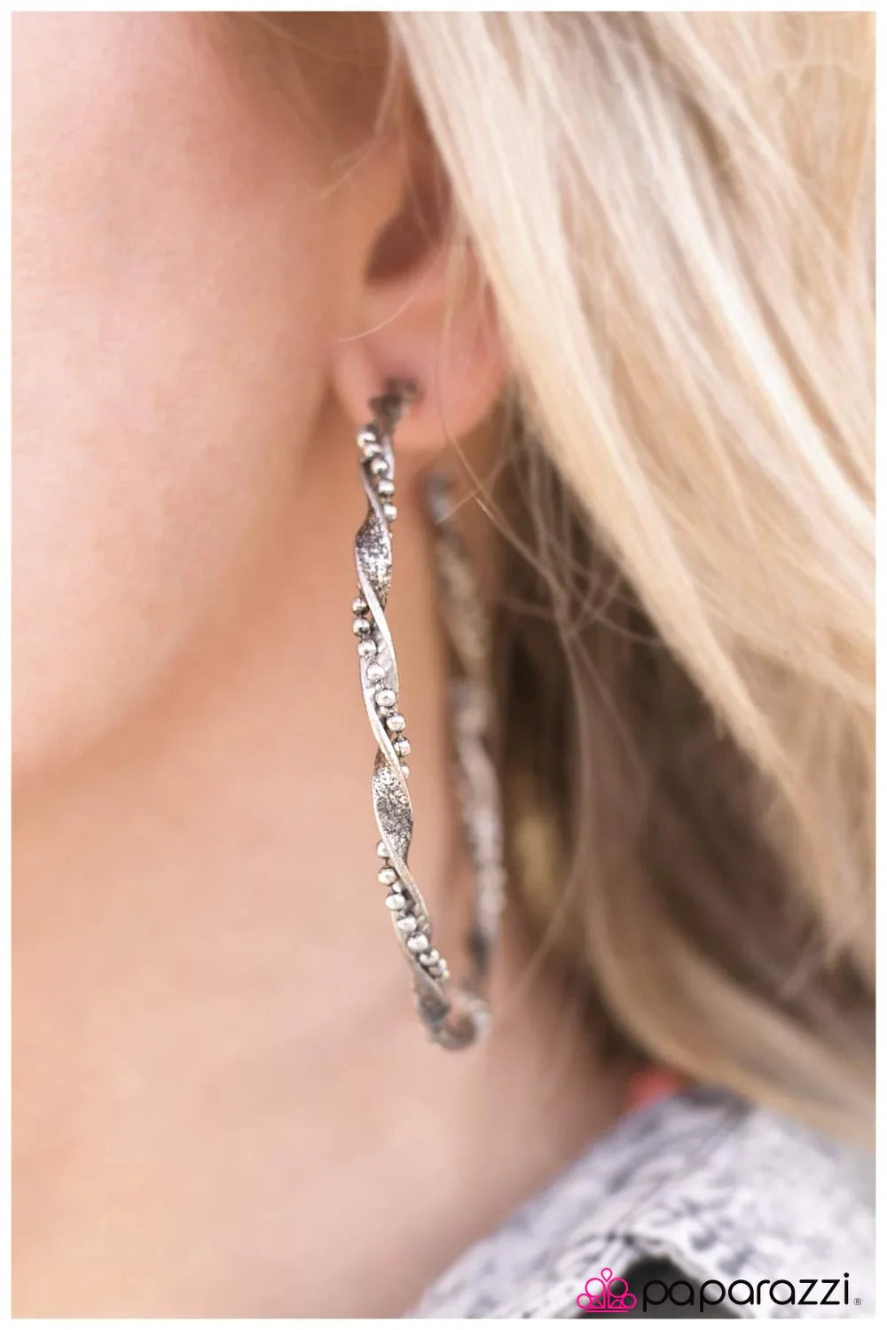 Paparazzi Earring ~ Twister  - Silver