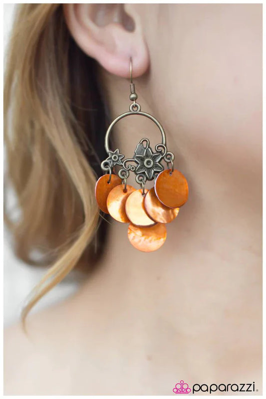 Paparazzi Earring ~ Aquamarine Dream - Orange