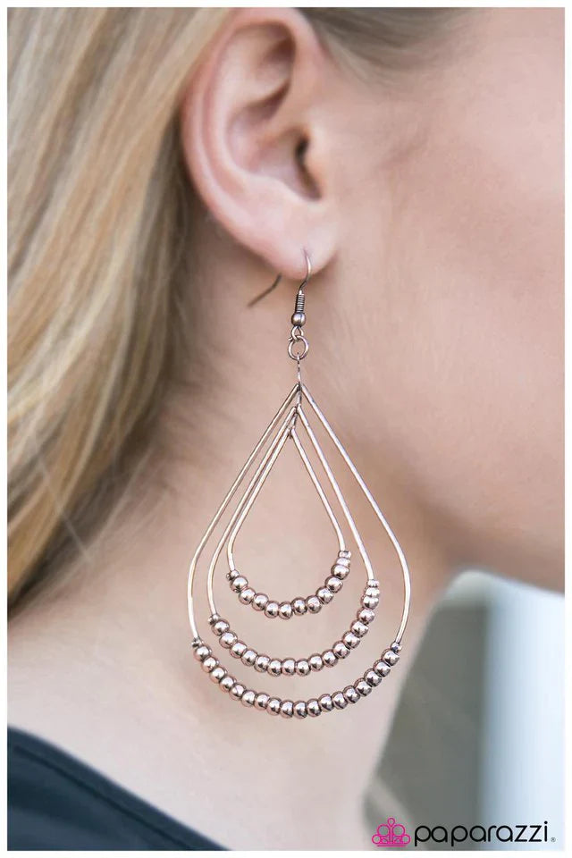 Paparazzi Earring ~ Make It Rain - Copper