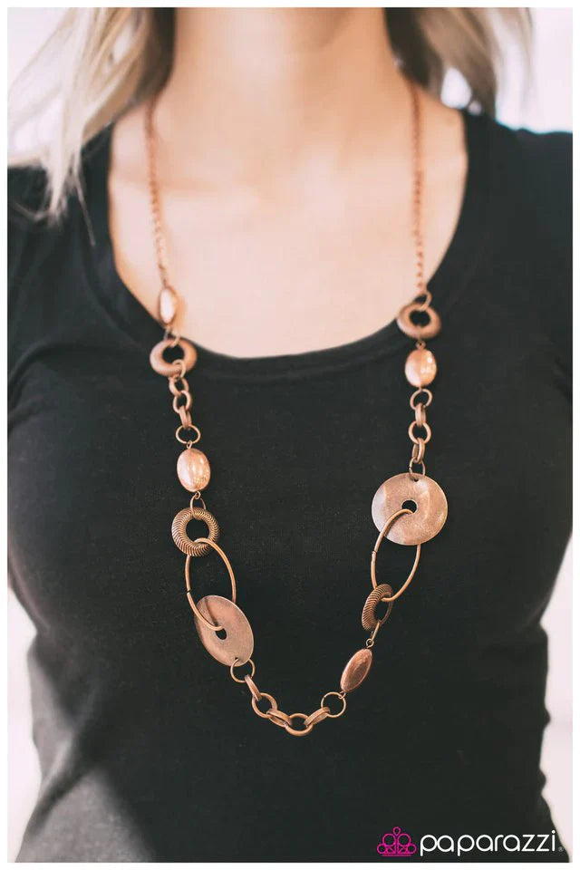 Paparazzi Necklace ~ Techno Music - Copper