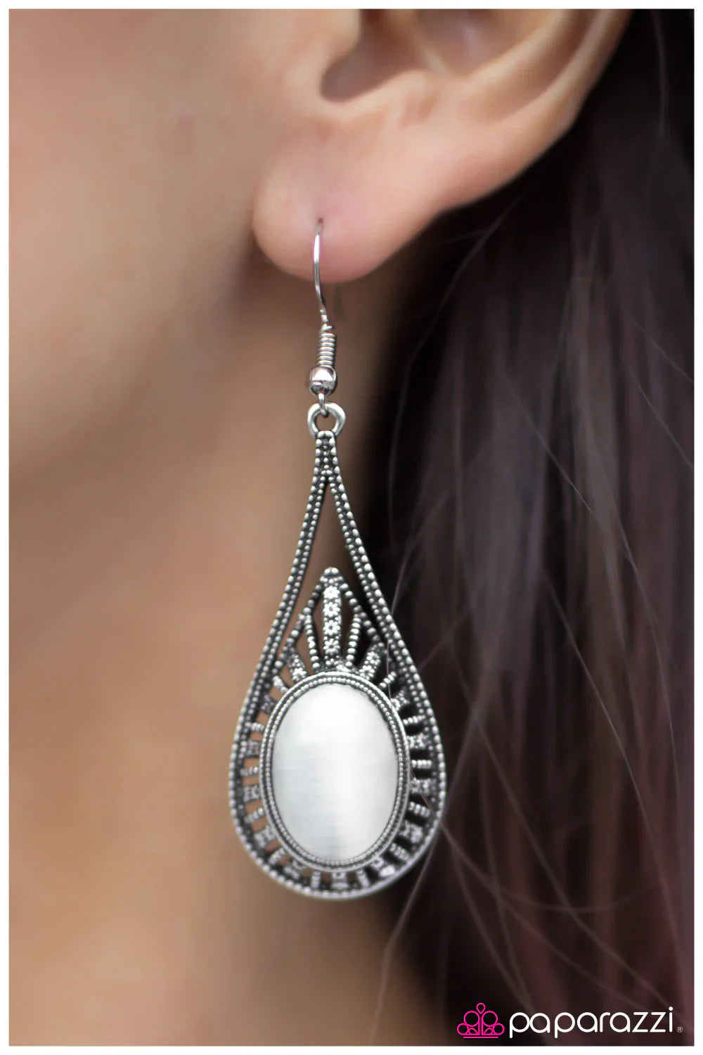 Paparazzi Earring ~ Silver Spoons  - White