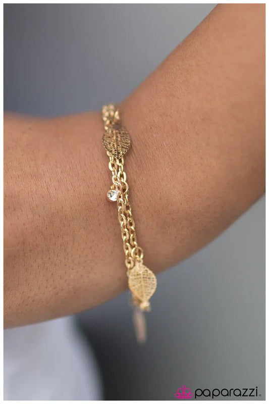 Paparazzi Bracelet ~ You Better BeLEAF It - Gold