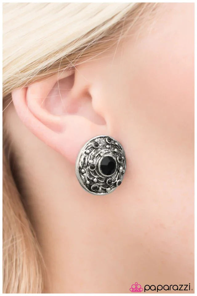 Paparazzi Earring ~ Race To Space - Black