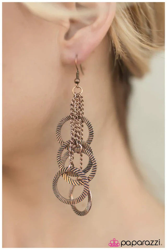 Paparazzi Earring ~ Decoy - Copper