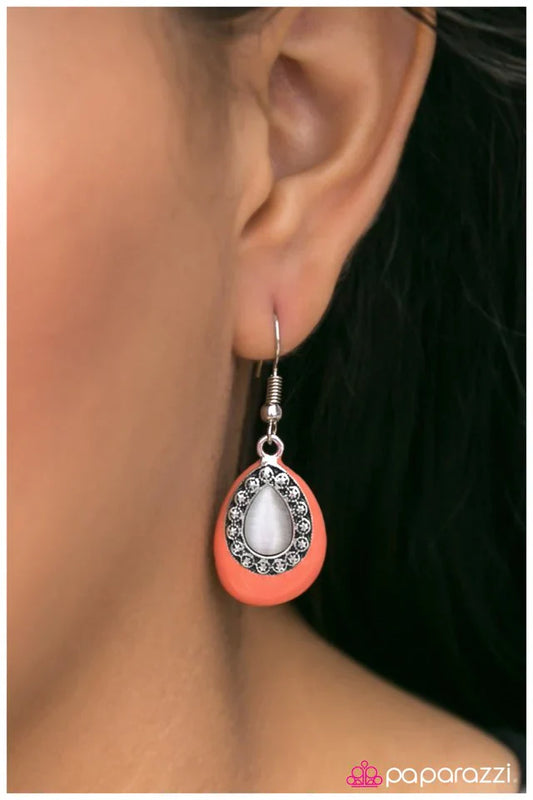 Paparazzi Earring ~ Just DEW It! - Orange