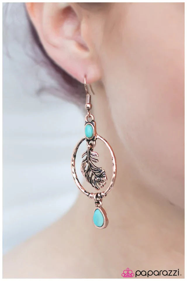 Paparazzi Earring ~ Wings Are Made To Fly - Copper