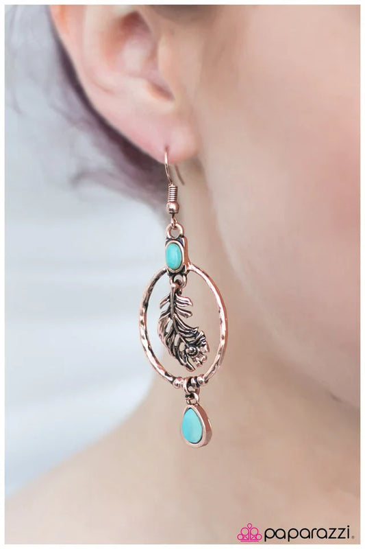 Paparazzi Earring ~ Wings Are Made To Fly - Copper