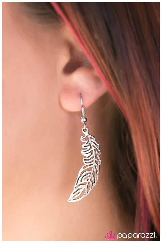 Paparazzi Earring ~ I Wish I Could Fly - Silver