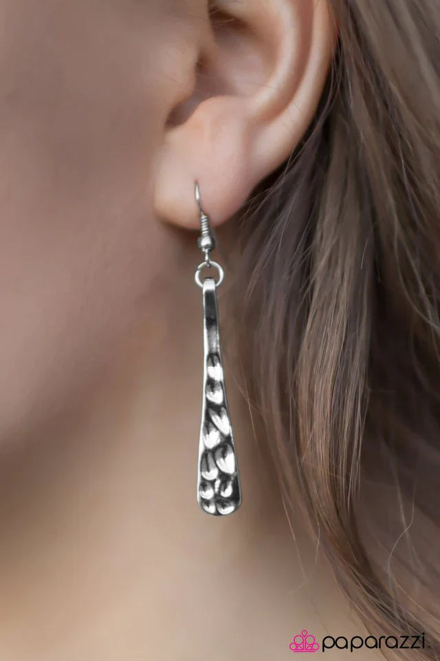 Paparazzi Earring ~ Can I Borrow A PEN-dulum? - Silver