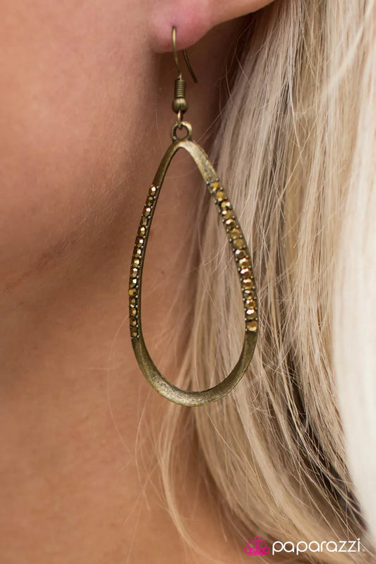 Paparazzi Earring ~ Cant Dull My Sparkle - Brass