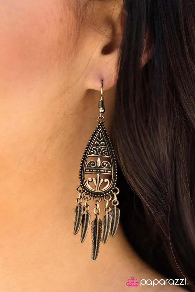 Paparazzi Earring ~ Ready for Liftoff - Brass