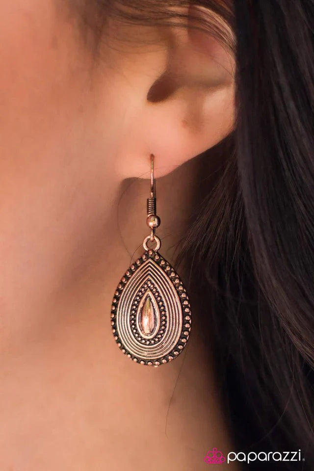 Paparazzi Earring ~ Rainy Days - Copper