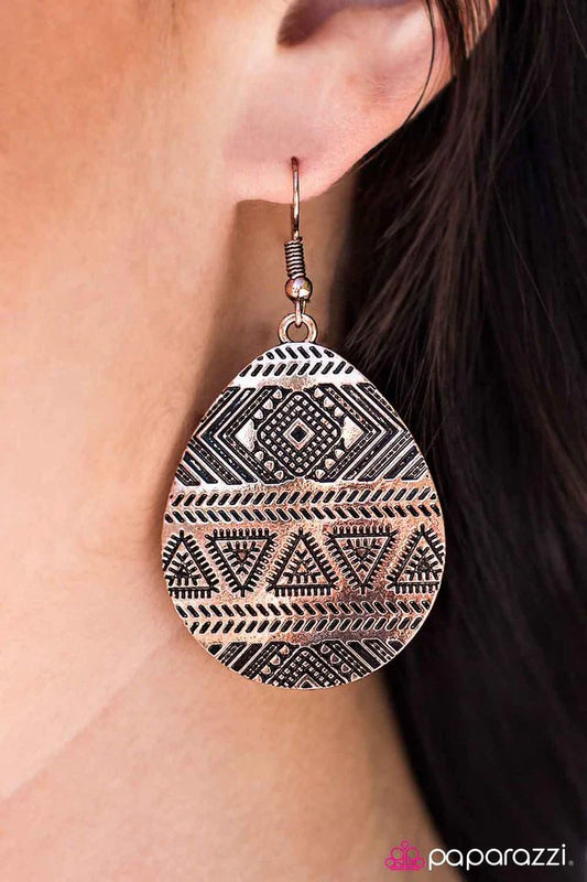 Paparazzi Earring ~ Welcome to the Tribe - Copper