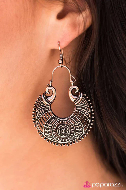 Paparazzi Earring ~ Moon Flower - Copper