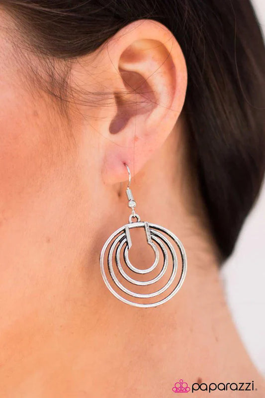 Paparazzi Earring ~ A Spiraling Sensation - Silver