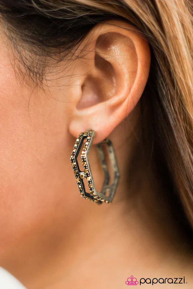 Paparazzi Earring ~ Just GEO For It! - Brass