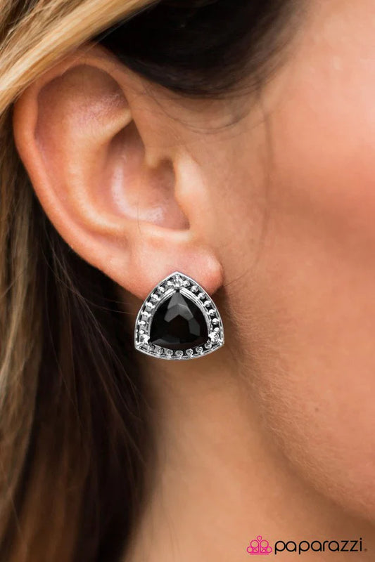 Paparazzi Earring ~ Its All About Etiquette - Black