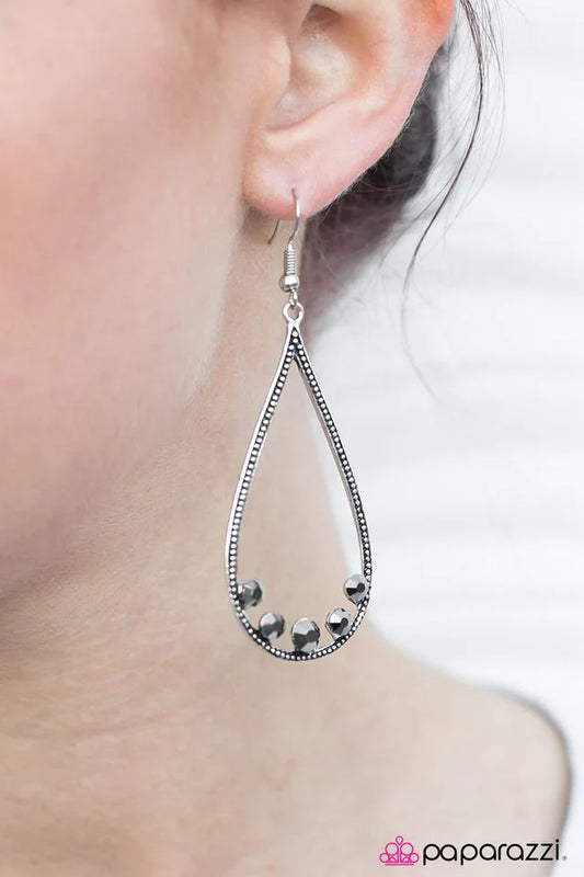 Paparazzi Earring ~ Cant TEAR My Eyes Away - Silver