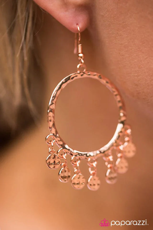 Paparazzi Earring ~ Rise and CHIME - Copper