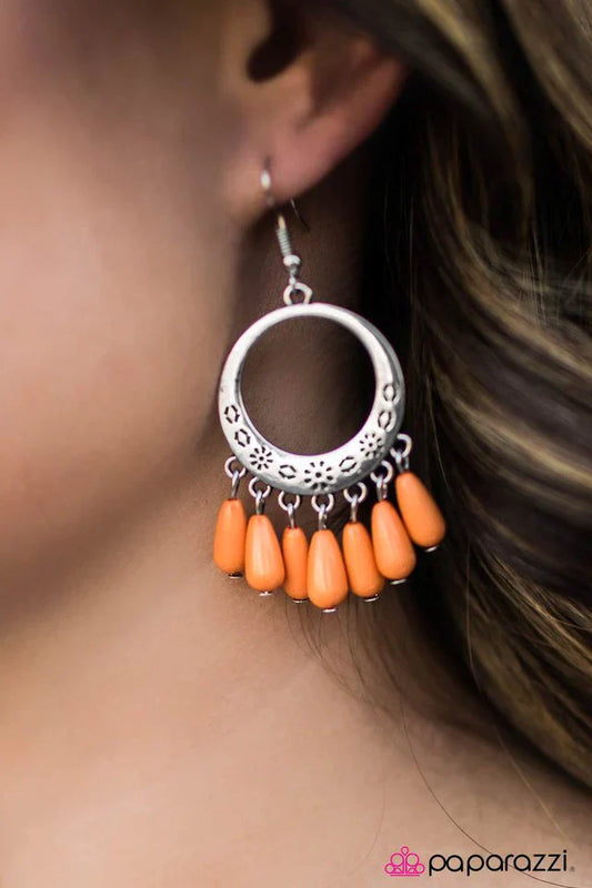 Paparazzi Earring ~ Think Color - Orange