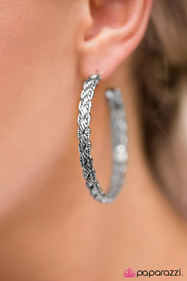 Paparazzi Earring ~ Thrown For A HOOP - Silver