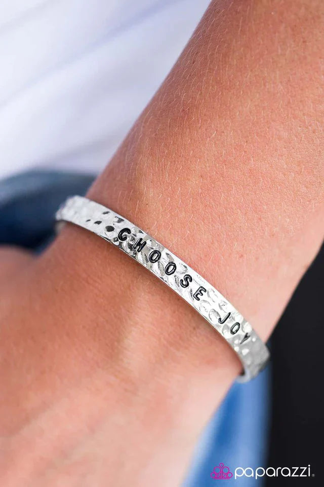 Paparazzi Bracelet ~ Choose Joy - Silver