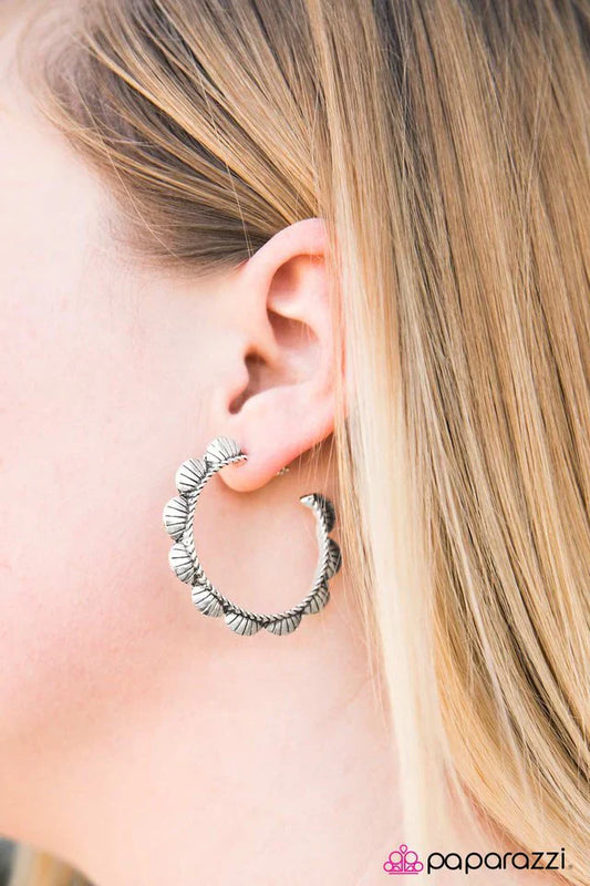 Paparazzi Earring ~ You Bet Your BELL-Bottoms - Silver