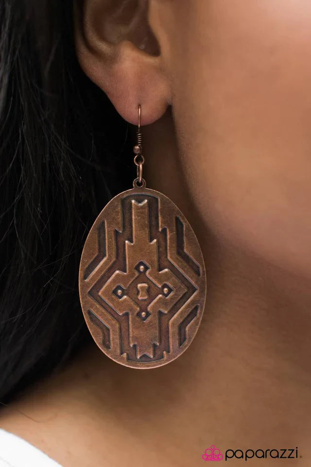 Paparazzi Earring ~ Southern Winds - Copper