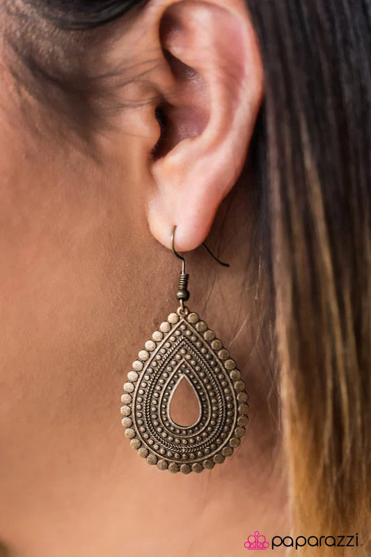 Paparazzi Earring ~ You Look TEAR-rific! - Brass