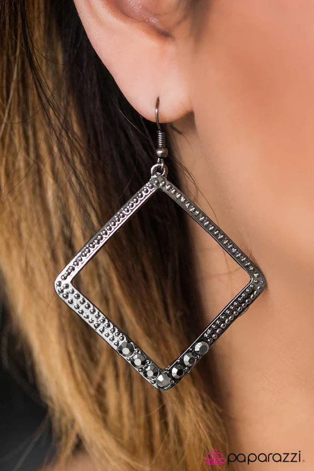 Paparazzi Earring ~ Eat My GLITTER Dust - Silver