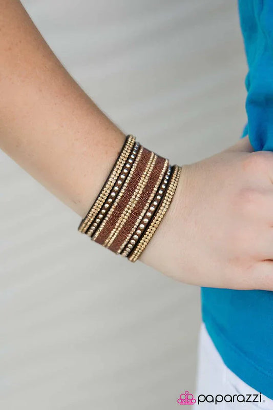 Paparazzi Bracelet ~ GLITZ Trip - Brown