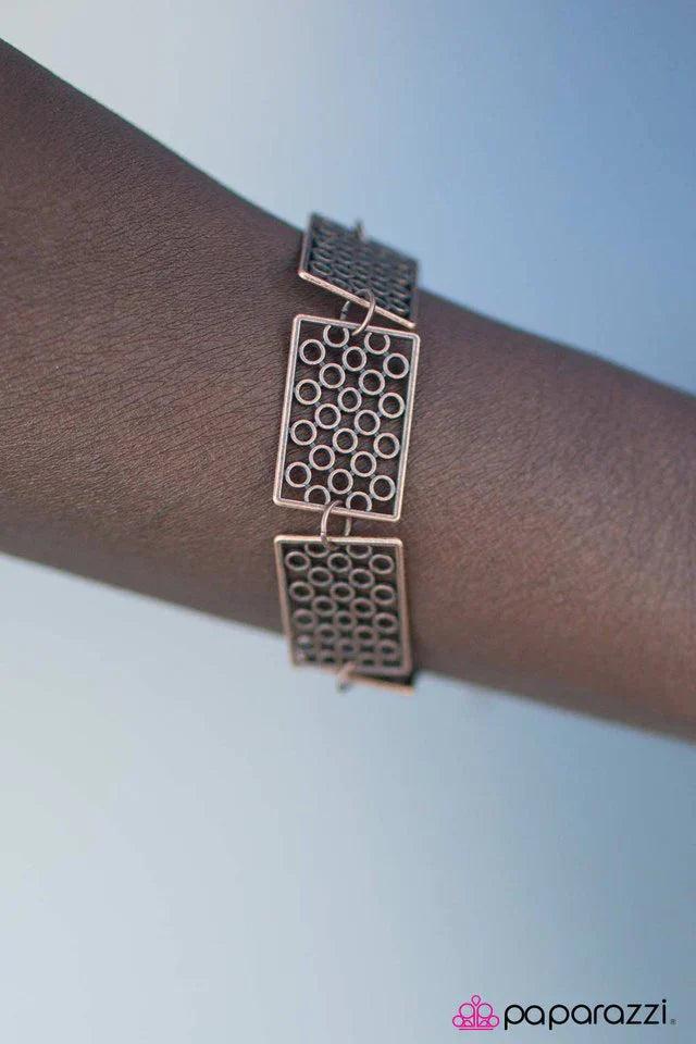 Paparazzi Bracelet ~ Road Block - Copper