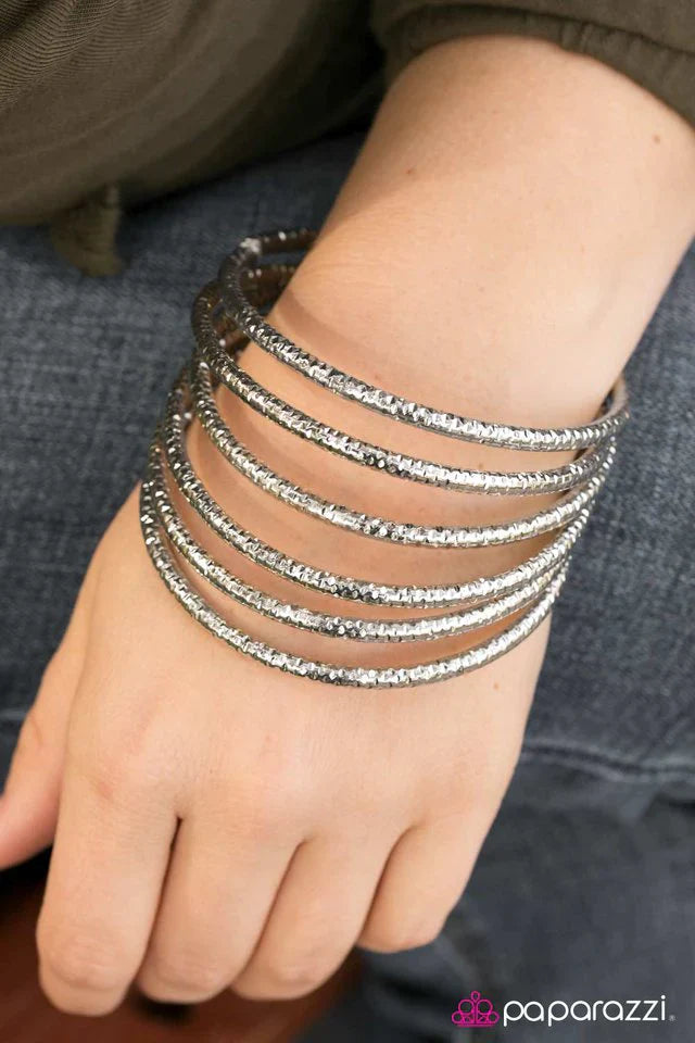 Paparazzi Bracelet ~ Rough and Tough - Silver