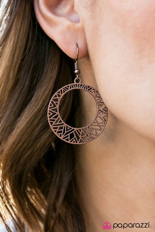 Paparazzi Earring ~ The Rising Sun - Copper