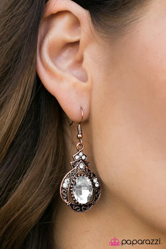 Paparazzi Earring ~ Royal Palace - Copper