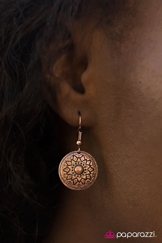 Paparazzi Earring ~ Traveling Light - Copper