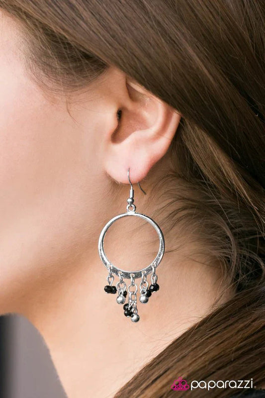 Paparazzi Earring ~ Crystal Chandeliers - Black