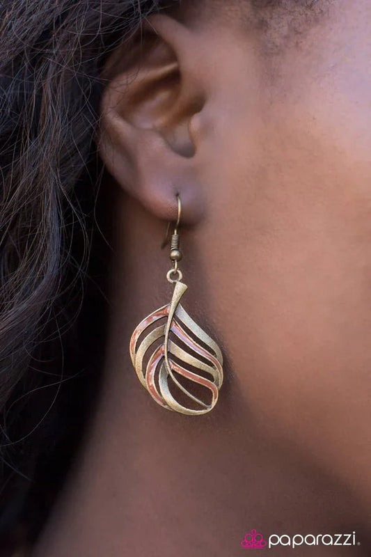 Paparazzi Earring ~ Go, FLIGHT, Win! - Brass