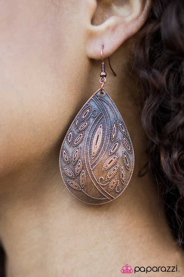 Paparazzi Earring ~ Desert Drops - Copper