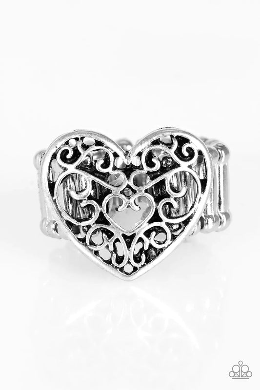 Paparazzi Ring ~ What A Heart - Silver