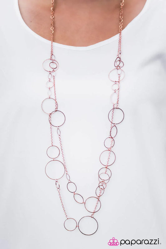 Paparazzi Necklace ~ This Party Is HOOP-ing! - Copper