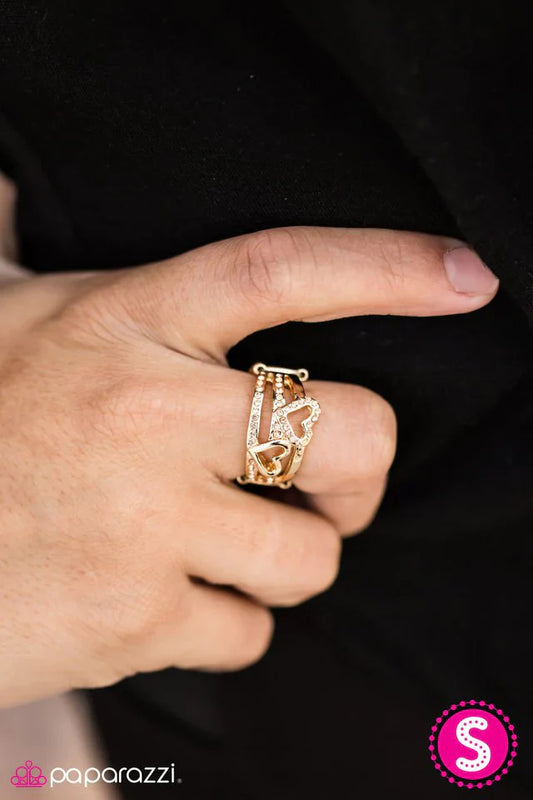 Paparazzi Ring ~ Heart Harmonics - Gold