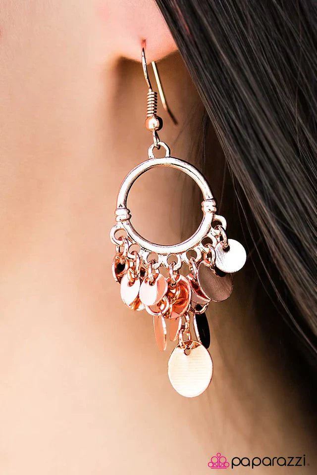 Paparazzi Earring ~ Sparkling Tide - Copper