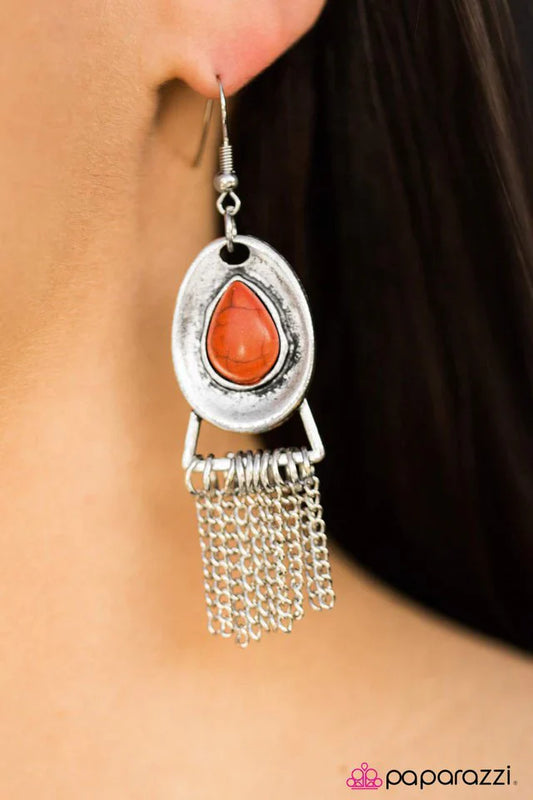 Paparazzi Earring ~ Mountain Rain - Orange