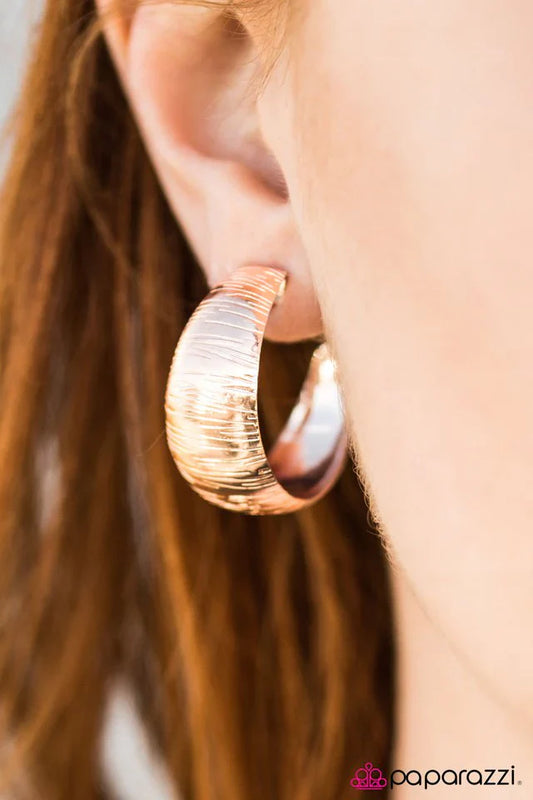 Paparazzi Earring ~ Liberty Bell - Rose Gold