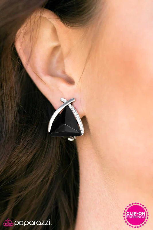 Paparazzi Earring ~ Top Sparkle - Black