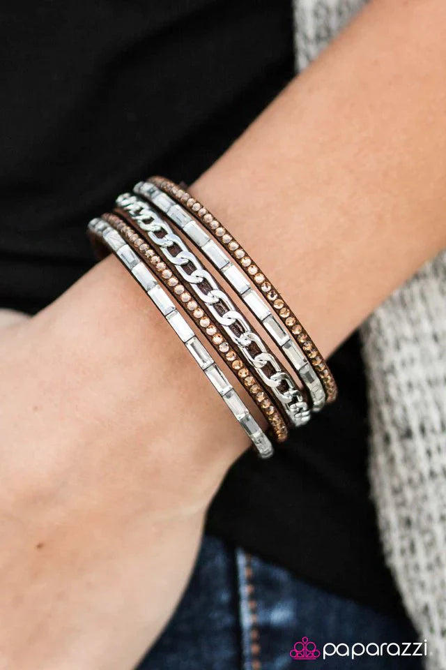 Paparazzi Bracelet ~ Front Row Fabulous - Brown