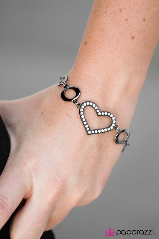 Paparazzi Bracelet ~ Wearing My Heart on My Sleeve - Black